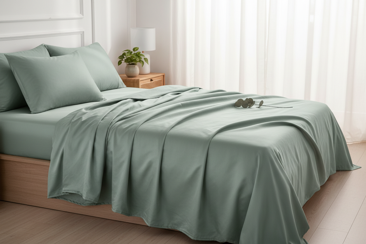 100% Organic Cotton Sage Sateen Sheet Set